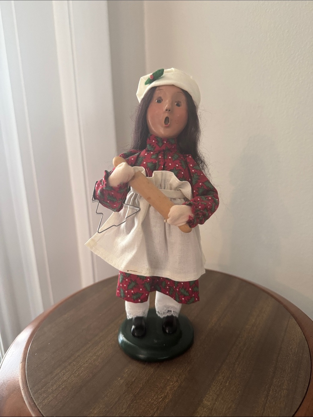 Vintage Holiday Caroler Doll in Red Floral Dress